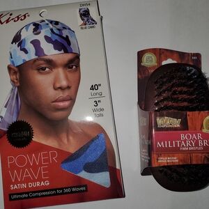 Kiss Camo Satin Durag with Military Brush